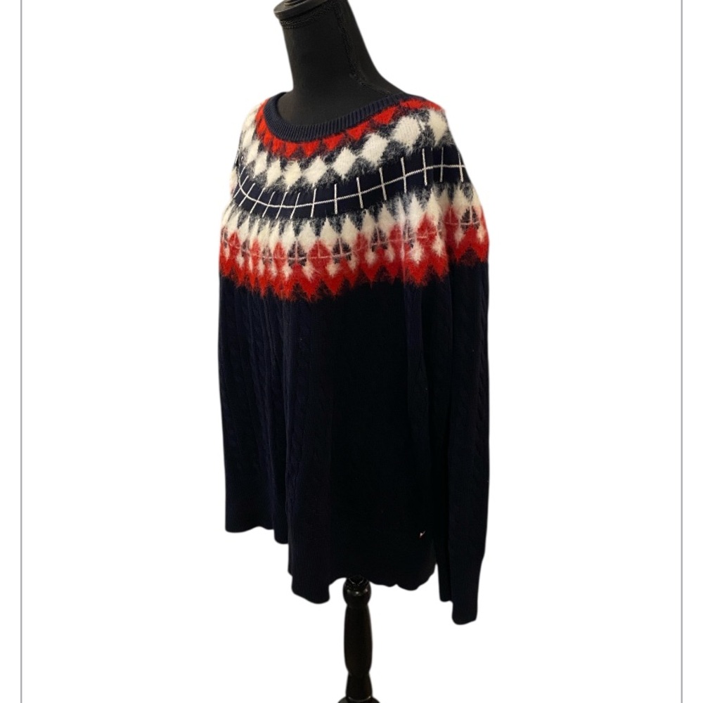 NWT Tommy Hilfiger Navy & Red Patterned Sweater 3X - Picture 4 of 11